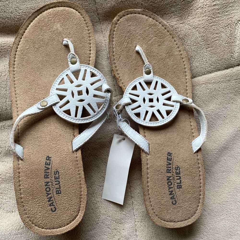 Canyon, river, blues sandals, size 10